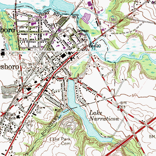 Topographic Map of Narraticon Lake Dam, NJ