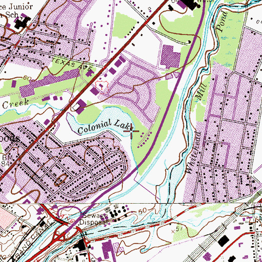 Topographic Map of Colonial Lake Dam, NJ