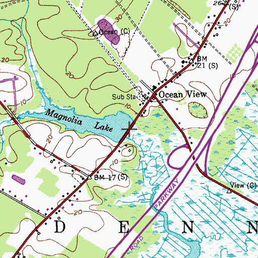 Topographic Map of Magnolia Lake Dam, NJ