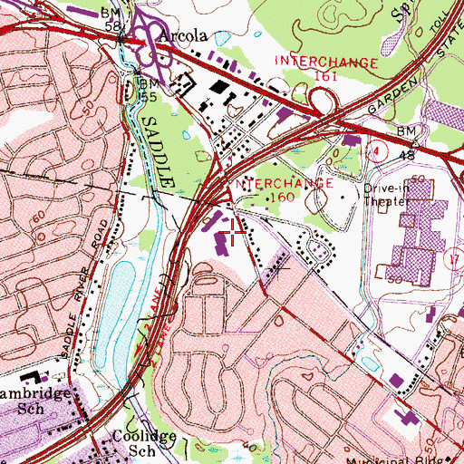 Topographic Map of Arcola Pool, NJ