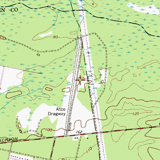 Topographic Map of Atco Dragway, NJ