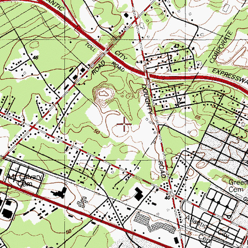 Topographic Map of Atlantic City Speedway (historical), NJ
