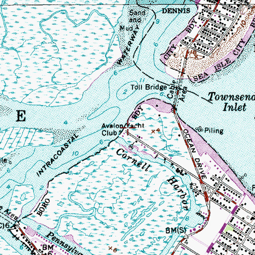 Topographic Map of Avalon Yacht Club, NJ