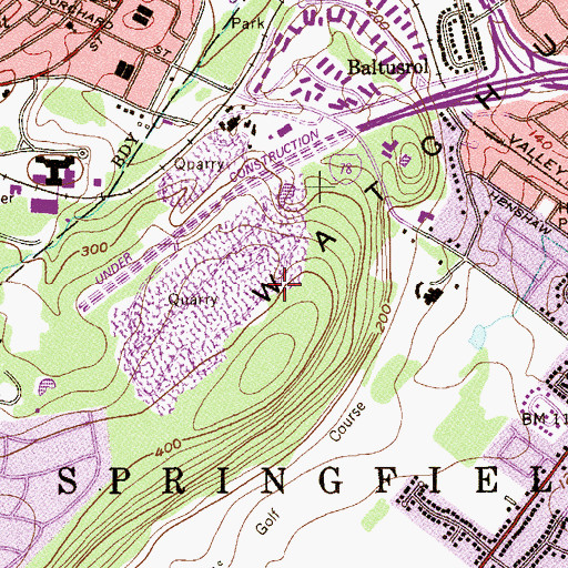 Topographic Map of Baltusrol Golf Course, NJ