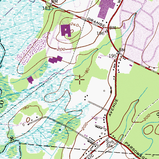 Topographic Map of Canoe Brook Golf Course, NJ