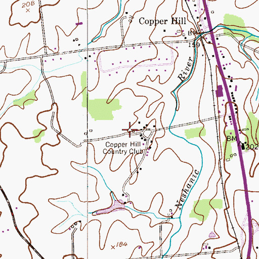 Topographic Map of Copper Hill Country Club, NJ