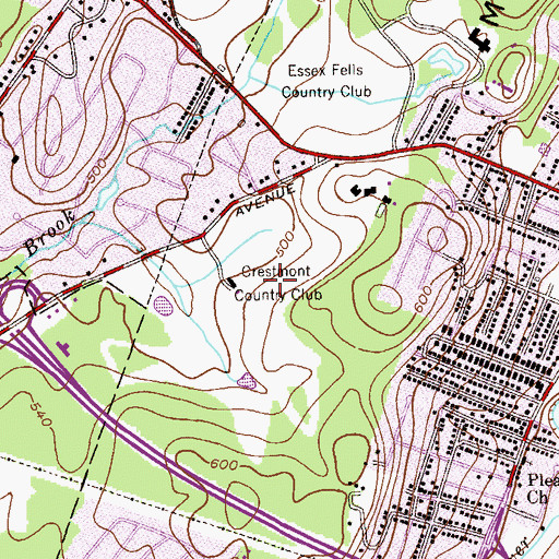 Topographic Map of Crestmont Country Club, NJ