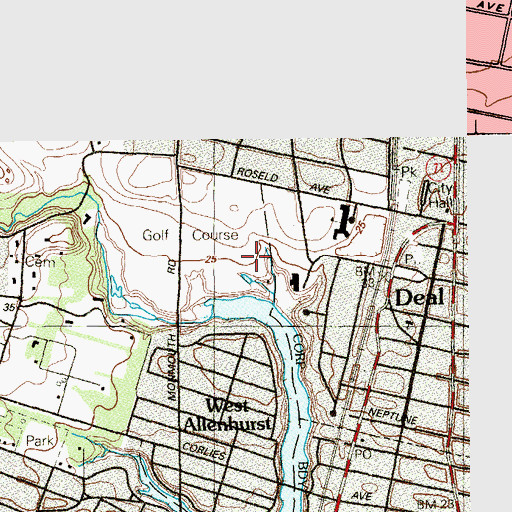 Topographic Map of Deal Golf and Country Club, NJ