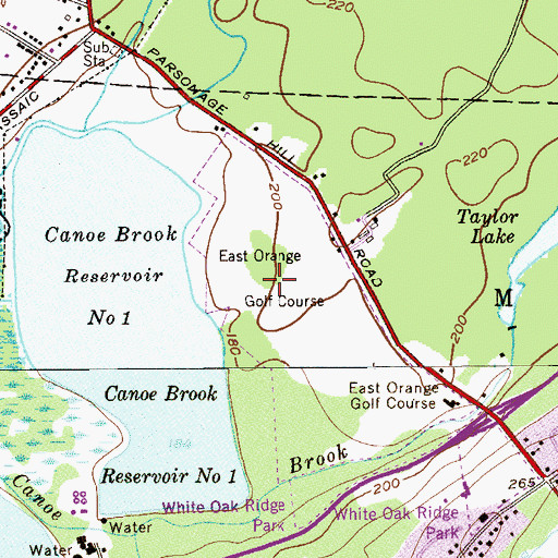 Topographic Map of East Orange Golf Course, NJ