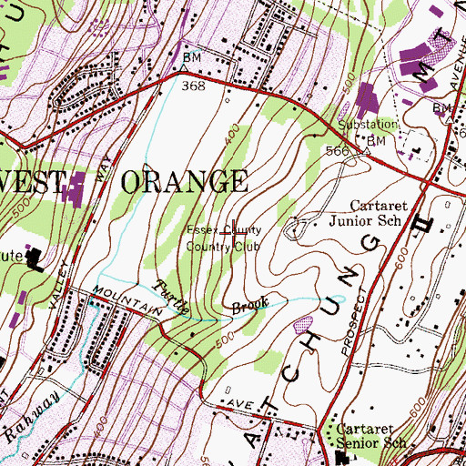 Topographic Map of Essex County Country Club, NJ