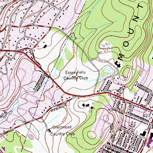 Topographic Map of Essex Fells Country Club, NJ