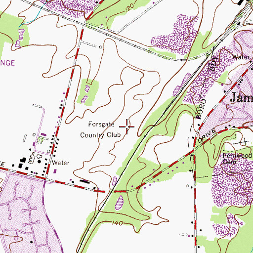 Topographic Map of Forsgate Country Club, NJ