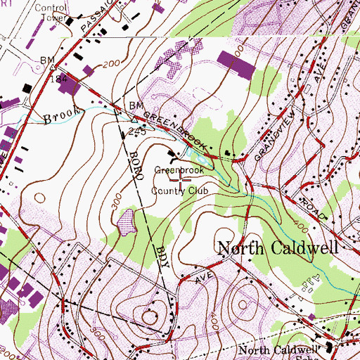 Topographic Map of Greenbrook Country Club, NJ