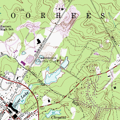Topographic Map of Hadonbrook Country Club, NJ