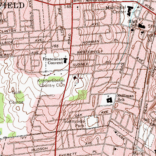 Topographic Map of Knickerbocker Country Club, NJ