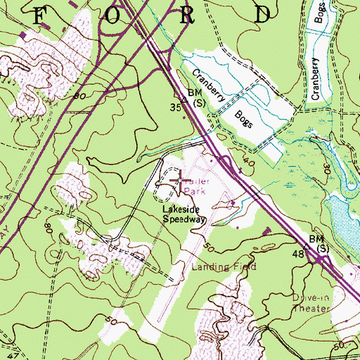 Topographic Map of Lakeside Speedway, NJ