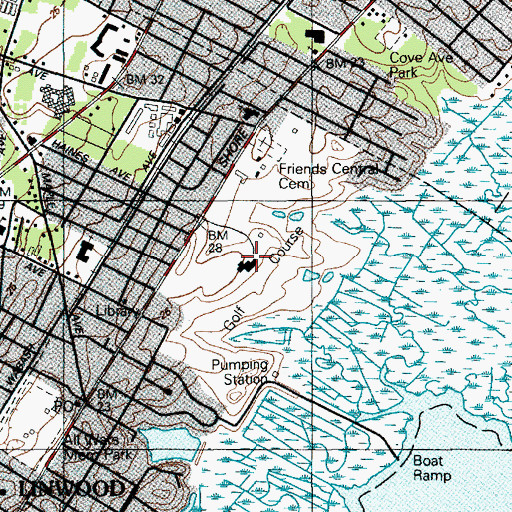 Topographic Map of Linwood Country Club, NJ