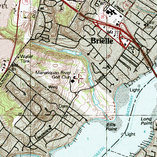 Topographic Map of Manasquan River Golf Club, NJ