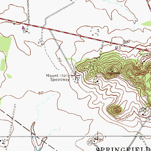 Topographic Map of Mount Holly Speedway, NJ
