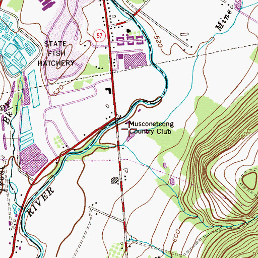 Topographic Map of Musconetcong Country Club, NJ