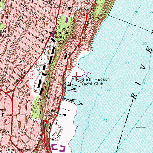 Topographic Map of North Hudson Yacht Club, NJ