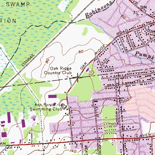 Topographic Map of Oak Ridge Country Club, NJ