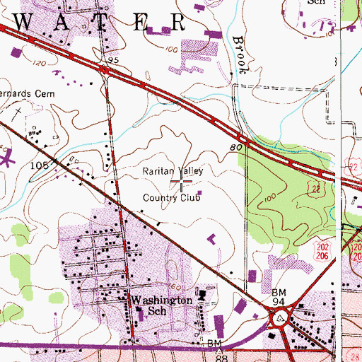 Topographic Map of Raritan Valley Country Club, NJ
