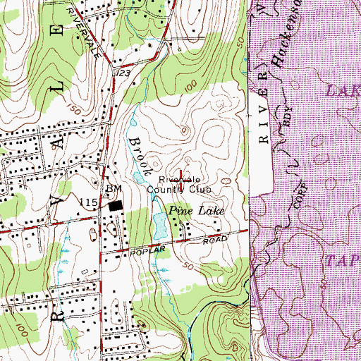 Topographic Map of Rivervale Country Club, NJ