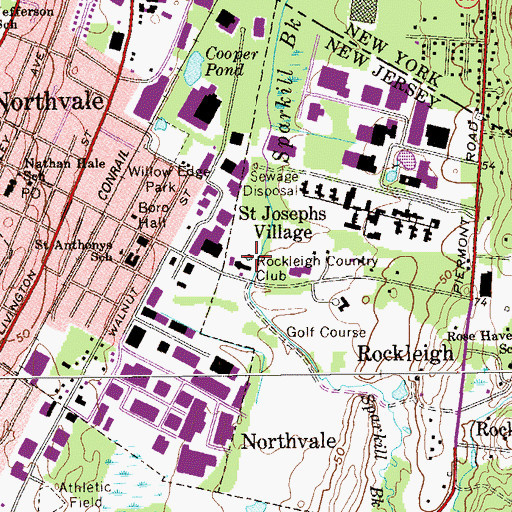 Topographic Map of Rockleigh Country Club, NJ