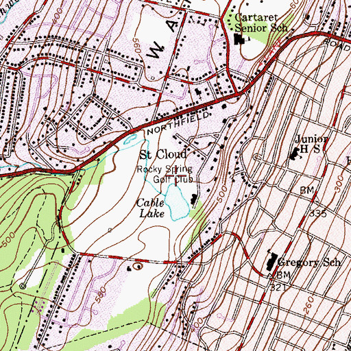 Topographic Map of Rocky Spring Golf Club, NJ