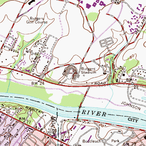 Topographic Map of Rutgers Stadium, NJ