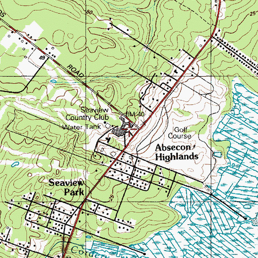 Topographic Map of Seaview Country Club, NJ