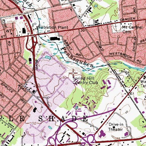 Topographic Map of Spring Hill Country Club, NJ