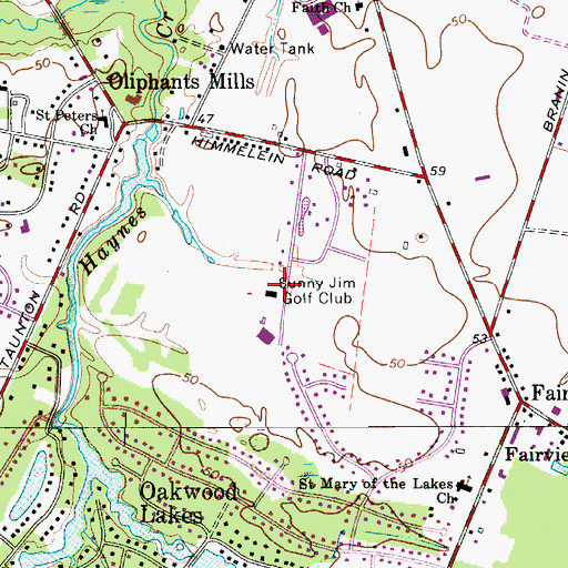 Topographic Map of Sunny Jim Golf Club, NJ