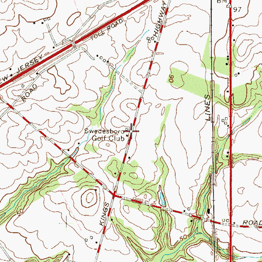 Topographic Map of Swedesboro Golf Club, NJ