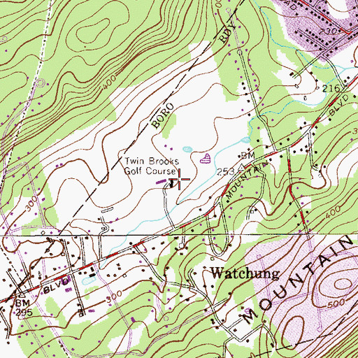 Topographic Map of Twin Brooks Golf Course, NJ