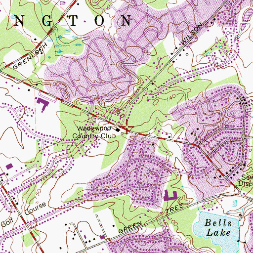 Topographic Map of Wedgewood Country Club, NJ