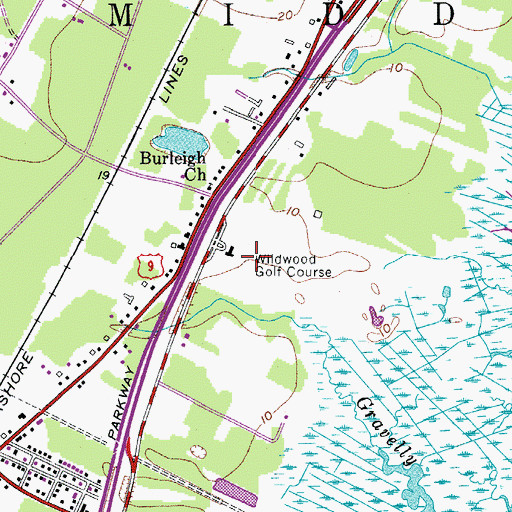 Topographic Map of Wildwood Golf Course, NJ
