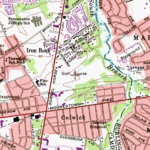 Topographic Map of Iron Rock Golf Course, NJ