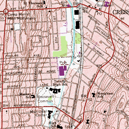 Topographic Map of Tenakill Recreation Center, NJ
