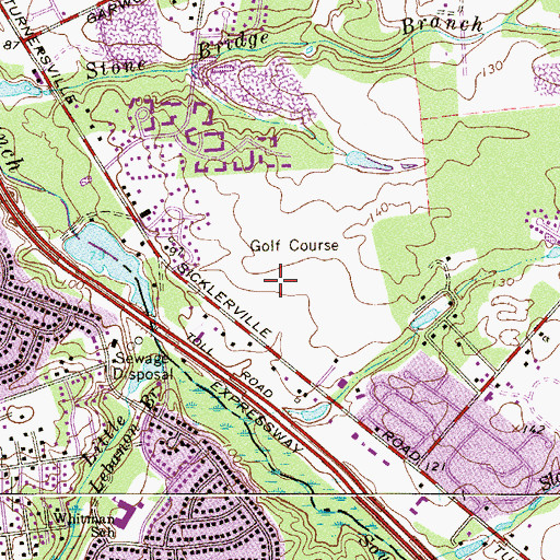Topographic Map of Freeway Golf Course, NJ