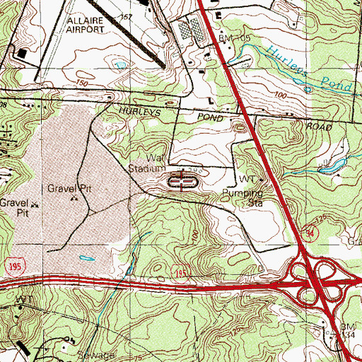 Topographic Map of Wall Stadium, NJ
