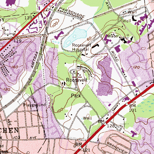 Topographic Map of Alexanders-Menlo Park Heliport, NJ
