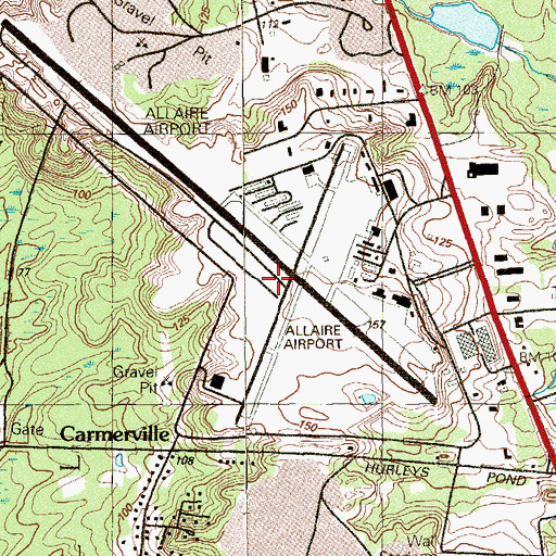 Topographic Map of Monmouth Executive Airport, NJ