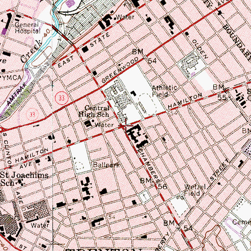 Topographic Map of Trenton, NJ