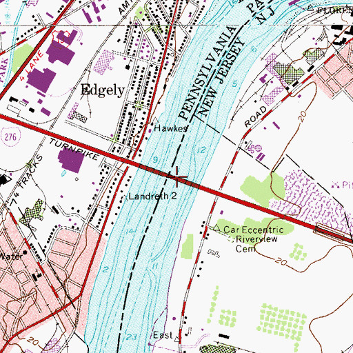 Topographic Map of Delaware River Bridge, PA
