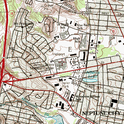 Topographic Map of Jersey Shore University Medical Center, NJ
