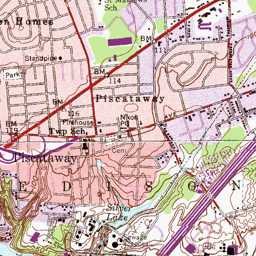 Topographic Map of Nixon Post Office, NJ