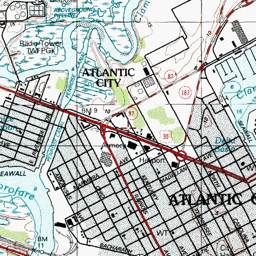 Topographic Map of WUSS-AM (Atlantic City), NJ