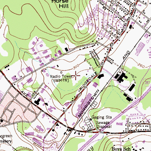 Topographic Map of WMTR-AM (Morristown), NJ